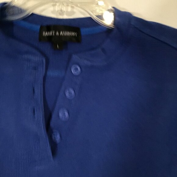 Haight & Ashbury Long Sleeve Royal Blue Waffle Knit Henley Top  Size L - Picture 8 of 11